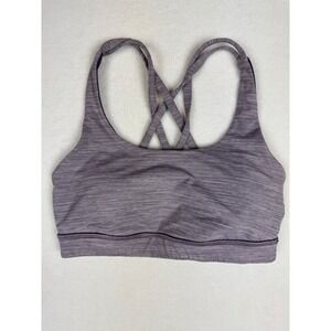 Lululemon Free to Be Wild Bra Size 4 Purple Micro Stripe Crisscross Back